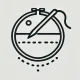 DALL·E 2024-12-20 01.23.18 - A black-and-white outline icon representing 'Embroidery,' featuring a needle stitching thread into fabric with a circular embroidery hoop. The design